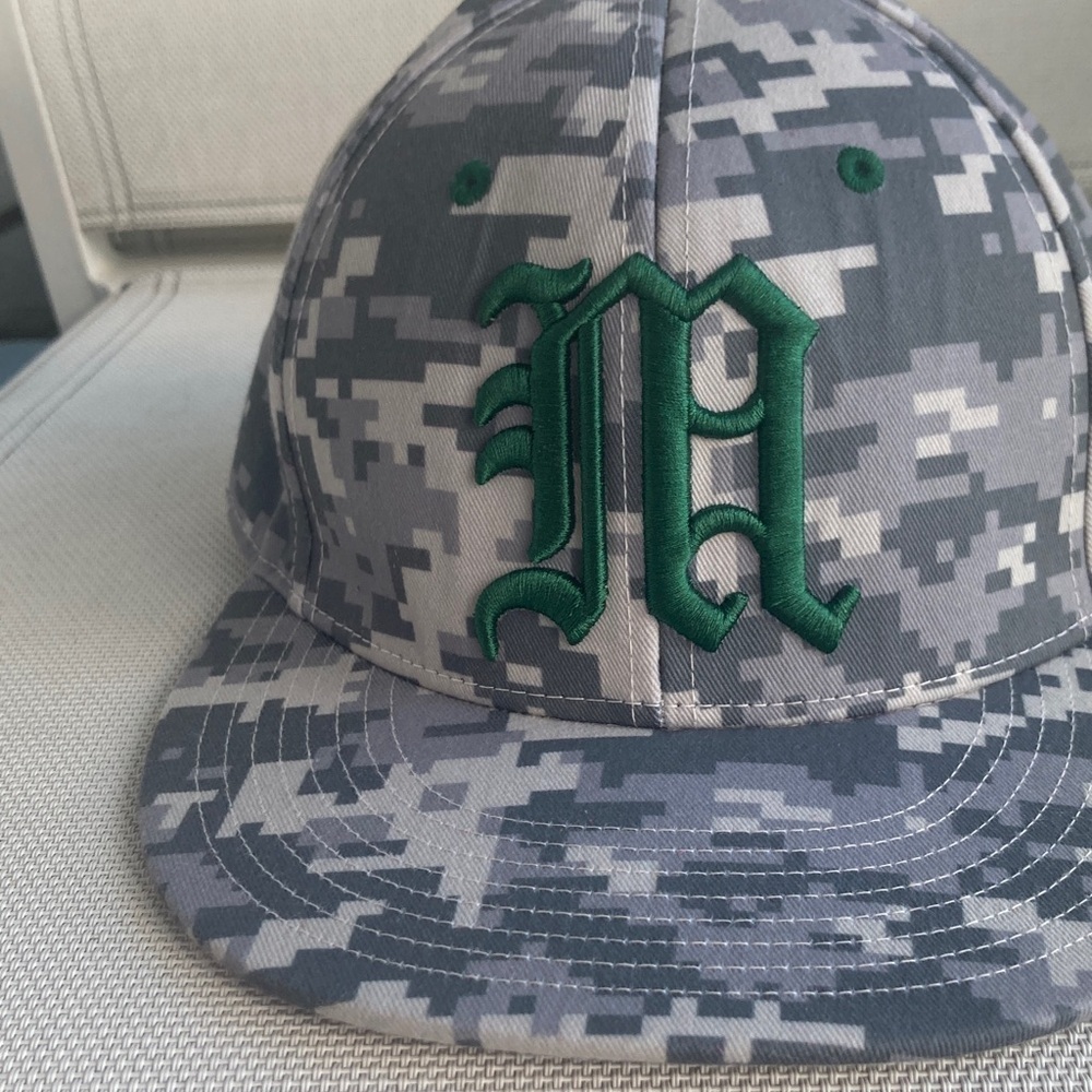 Gray Camo Cap with Green Lettering - Picture 6 of 7